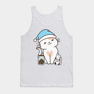 Funny white cat is having a midnight snack Tank Top